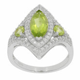 Sterling Silver Semi Mount Ring Setting MQ 12X6mm RD 3.5mm 3 Stones Halo - Syzjewelry